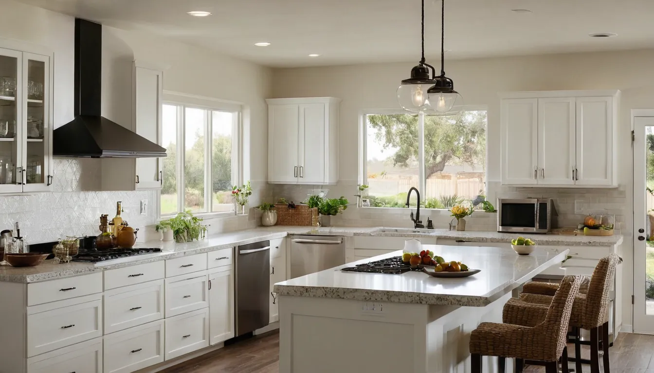 A bright, updated kitchen with new cabinets and counters in a home in the Riverside area